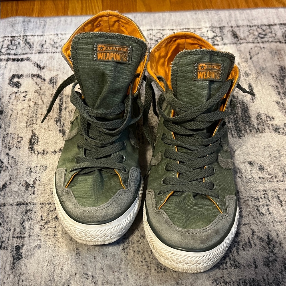 Converse Weapon High-Tops in Olive and Tangerine